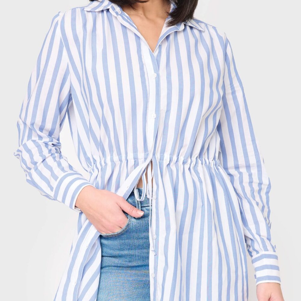 Abercrombie & Fitch Women's Poplin Shirtdress Stripe Buttondown Preppy  Extra Sm
